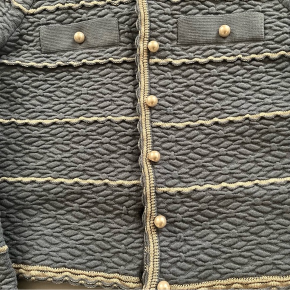 SOLD BNWT Sandro Infinity Cropped Cardigan Blue XS MSRP $295 - Picture 9 of 15